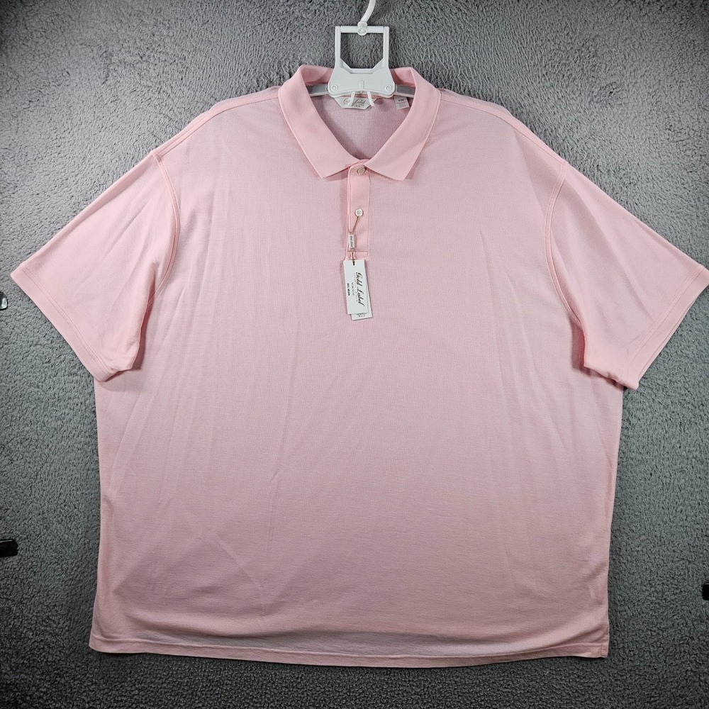 NEW Roundtree‎ & Yorke Gold Label Polo Shirt Men 4XB Supima Light Pink Non-Iron